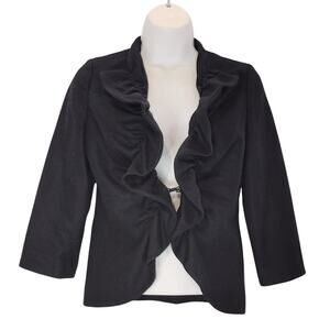 Tabitha Ruffle Front Cardigan Jacket Blazer Black Womens Size 4 Career Workwear